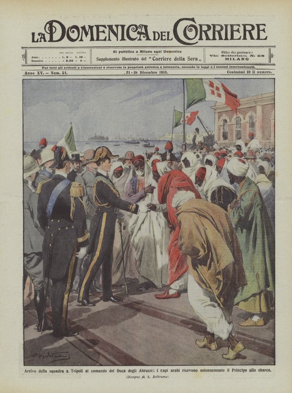 Arrivo della squadra a Tripoli al comando del Duca degli Abruzzi da Achille Beltrame