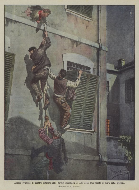 Audace evasione di quattro detenuti dalle carceri giudiziarie di Asti dopo aver forato il muro della prigione da Achille Beltrame