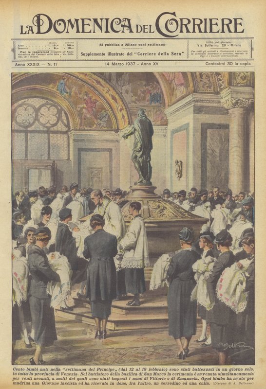Cento bimbi nati nella settimana del Principe (dal 12 al 19 febbraio) sono stati battezzati da Achille Beltrame