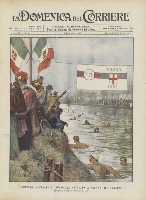 Cimento invernale di nuoto sul Naviglio, a Milano (21 gennaio) da Achille Beltrame
