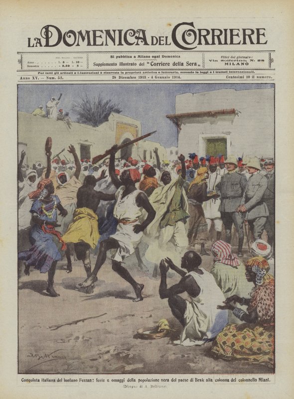 Conquista italiana del Fezzan, feste e omaggi della popolazione di Brak da Achille Beltrame