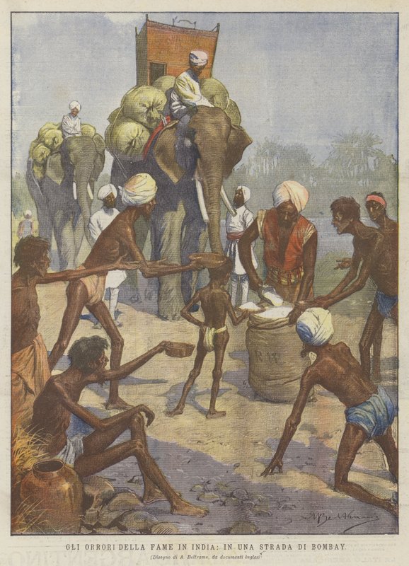 Gli orrori della fame in India, in una strada di Bombay da Achille Beltrame