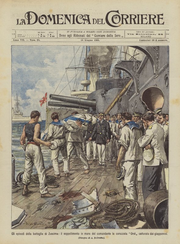 Il seppellimento in mare del comandante della corazzata Orel da Achille Beltrame