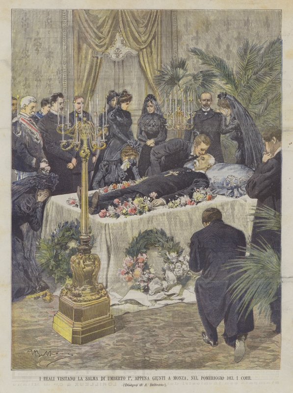 I reali visitano la salma di Umberto I, appena giunti a Monza, nel pomeriggio del 1 corrente da Achille Beltrame