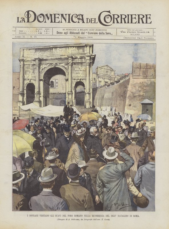 I sovrani visitano gli scavi del Foro Romano nella ricorrenza del 2653° natalizio di Roma da Achille Beltrame