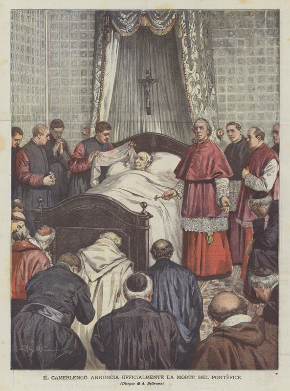 Il camerlengo annuncia ufficialmente la morte del pontefice da Achille Beltrame