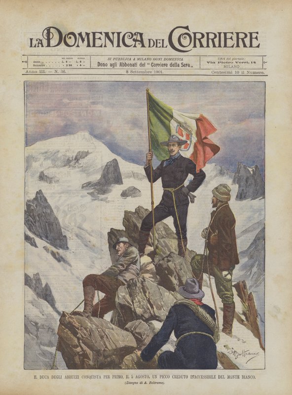 Il duca degli Abruzzi conquista per primo, il 5 agosto, un picco creduto inaccessibile del Monte Bianco da Achille Beltrame