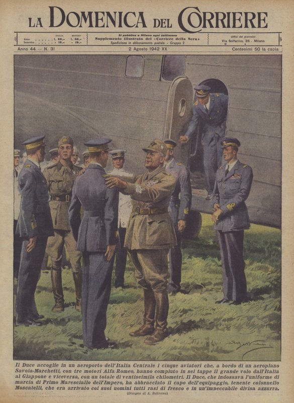 Il Duce accoglie in un aeroporto dell