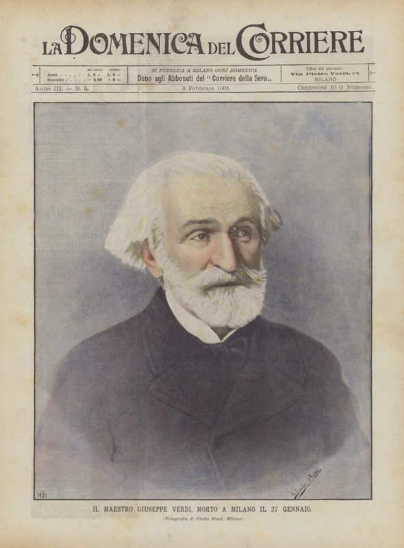 Il maestro Giuseppe Verdi, morto a Milano il 27 gennaio da Achille Beltrame
