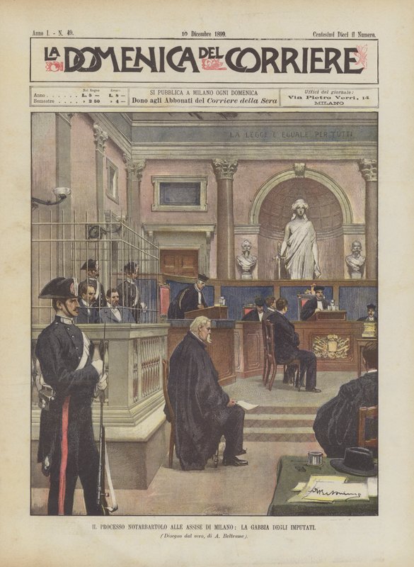 Il processo Notarbartolo alle assise di Milano, la gabbia degli imputati da Achille Beltrame