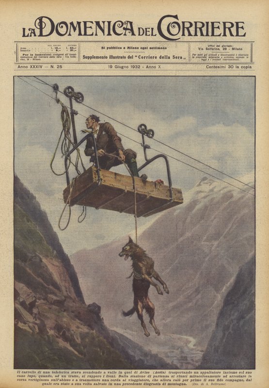 Il carrello di una teleferica stava scendendo a valle in quel di Avise (Aosta) trasportando da Achille Beltrame