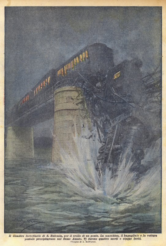 Il disastro ferroviario di S. Eufemia per il crollo di un ponte da Achille Beltrame