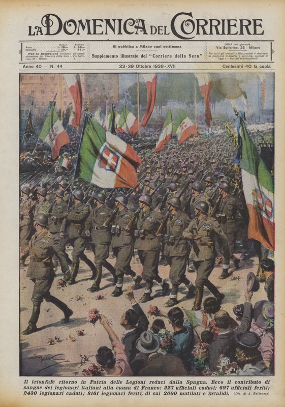 Il trionfale ritorno in Patria delle Legioni reduci dalla Spagna da Achille Beltrame