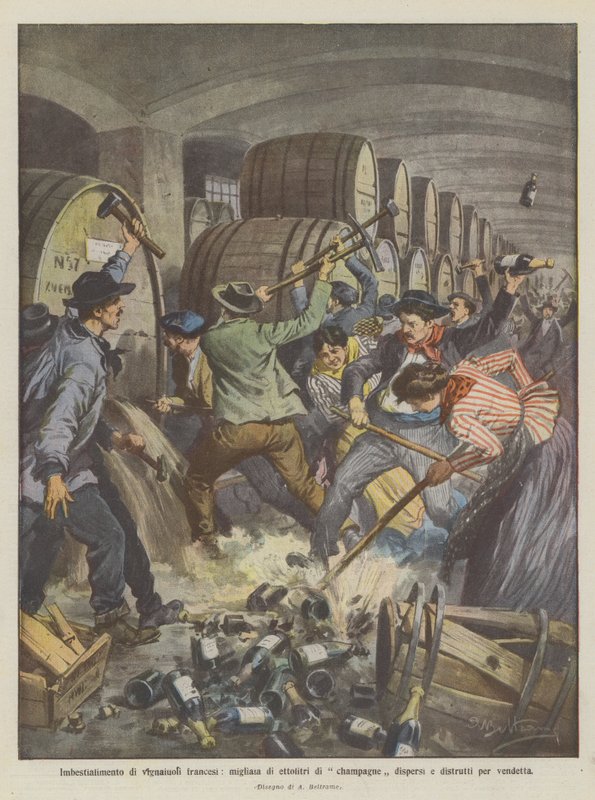 Vignaioli francesi distruggono migliaia di ettolitri di champagne per vendetta da Achille Beltrame