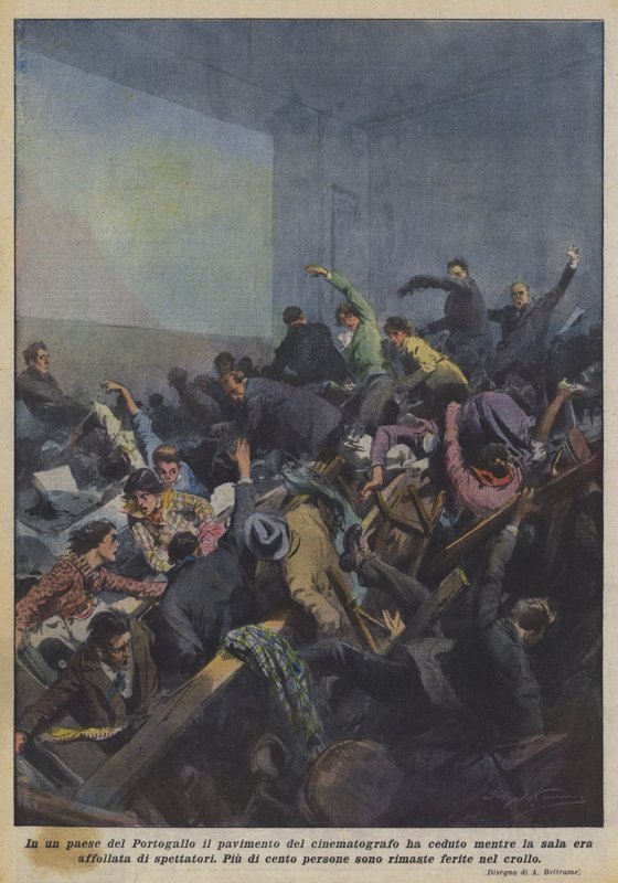 In un paese del Portogallo il pavimento del cinematografo ha ceduto mentre la sala era affollata di spettatori da Achille Beltrame