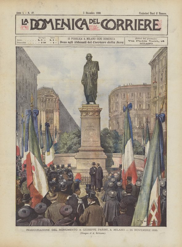Inaugurazione del monumento a Giuseppe Parini, a Milano, 26 novembre 1899 da Achille Beltrame