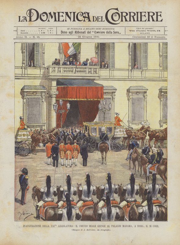Inaugurazione della XXIma legislatura, il corteo reale giunge al Palazzo Madama, a Roma, il 16 corr da Achille Beltrame