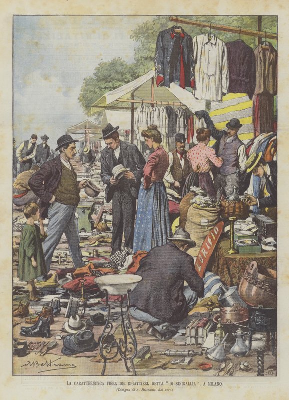 La caratteristica fiera dei rigattieri, detta di Sinigallia a Milano da Achille Beltrame