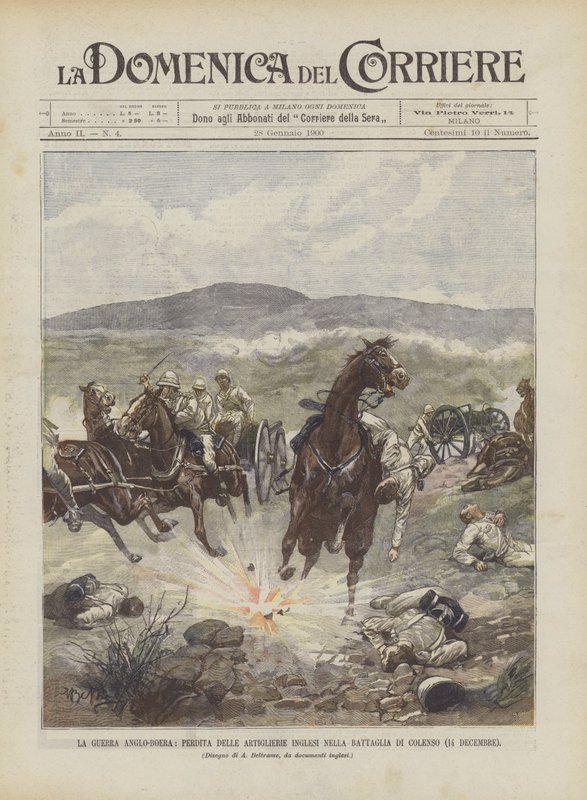 La guerra anglo-boera, perdita delle artiglierie inglesi nella battaglia di Colenso (14 dicembre) da Achille Beltrame