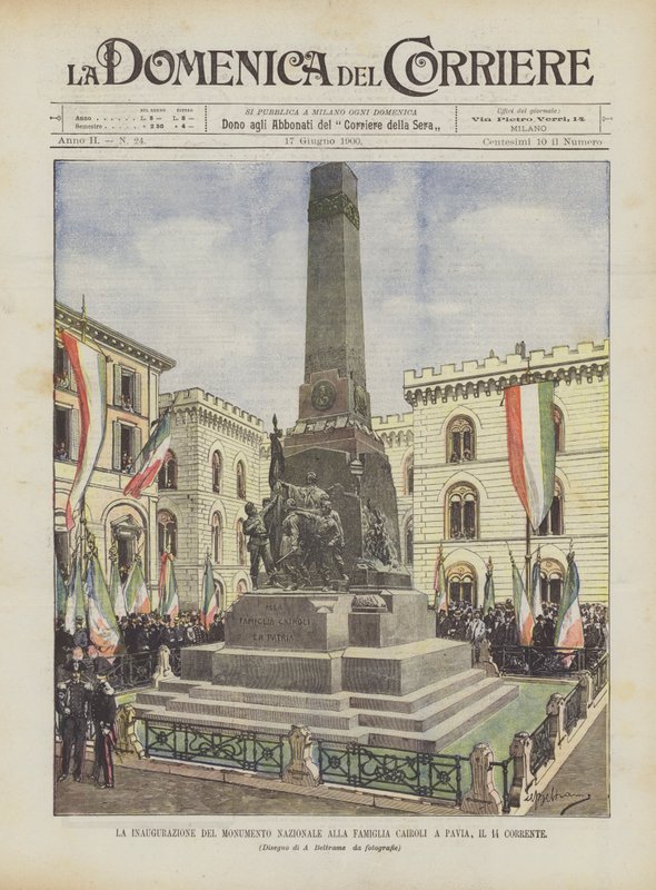 La inaugurazione del monumento nazionale alla famiglia Cairoli a Pavia, il 14 corrente da Achille Beltrame