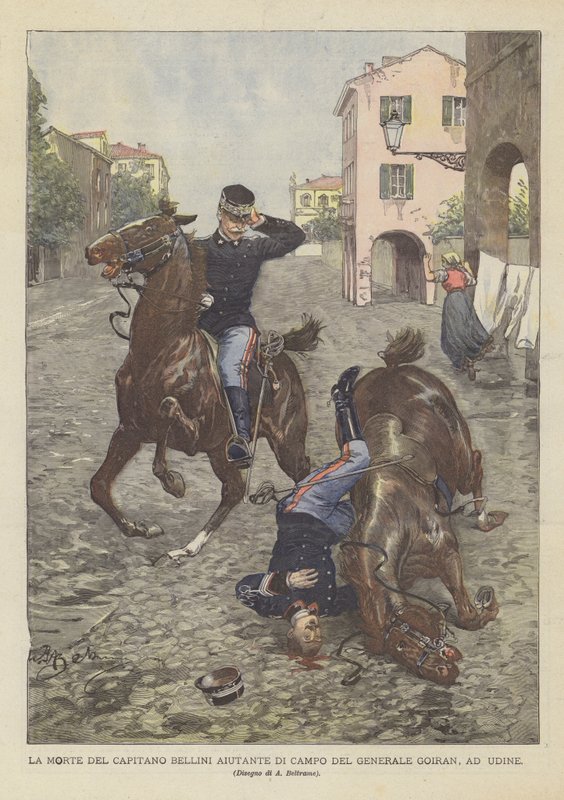 La morte del Capitano Bellini aiutante di campo del Generale Goiran, a Udine da Achille Beltrame