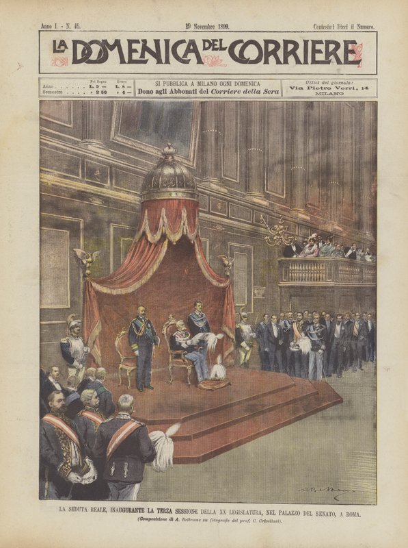 La seduta reale, inaugurante la terza sessione della XX legislatura, nel Palazzo del Senato, a Roma da Achille Beltrame