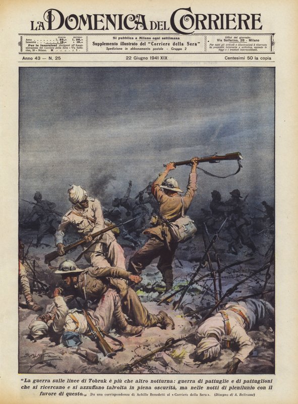 La guerra sulle linee di Tobruk è più che altro notturna, guerra di pattuglie e di pattuglioni da Achille Beltrame