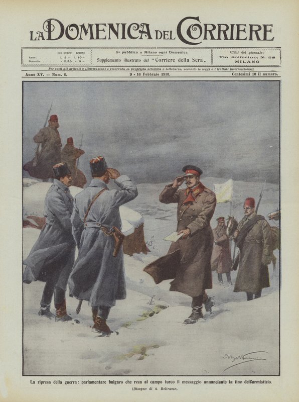 La ripresa della guerra, parlamentare bulgaro che reca al campo turco il messaggio annunciante da Achille Beltrame