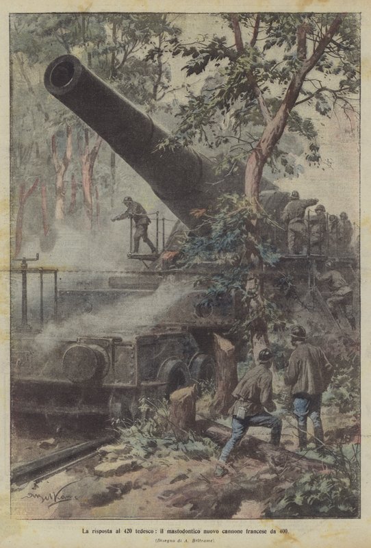 La risposta al 420 tedesco, il mastodontico nuovo cannone francese da 400 da Achille Beltrame