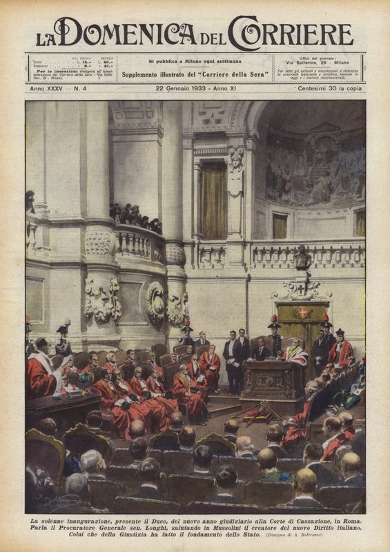 La solenne inaugurazione, presente il Duce, del nuovo anno giudiziario alla Corte di Cassazione, in Roma da Achille Beltrame