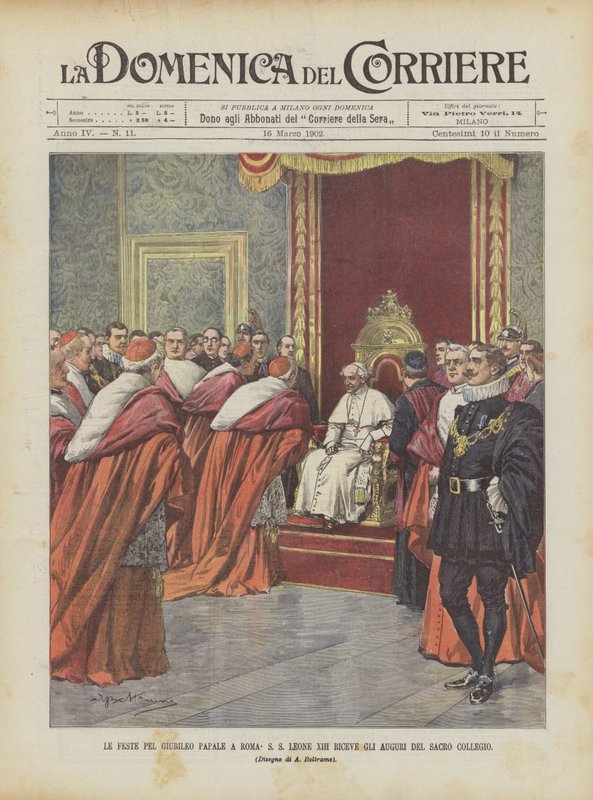 Le feste per il giubileo papale a Roma, SS Leone XIII riceve gli auguri del Sacro Collegio da Achille Beltrame