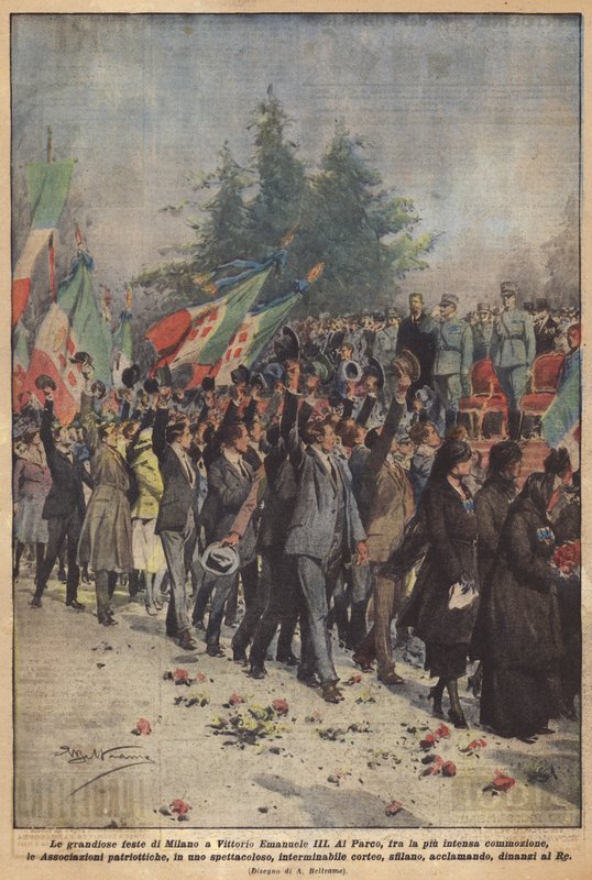 Le grandiose feste di Milano a Vittorio Emanuele III da Achille Beltrame