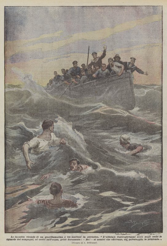 Le inaudite vicende di un guardiamarina e tre marinai in Adriatico da Achille Beltrame