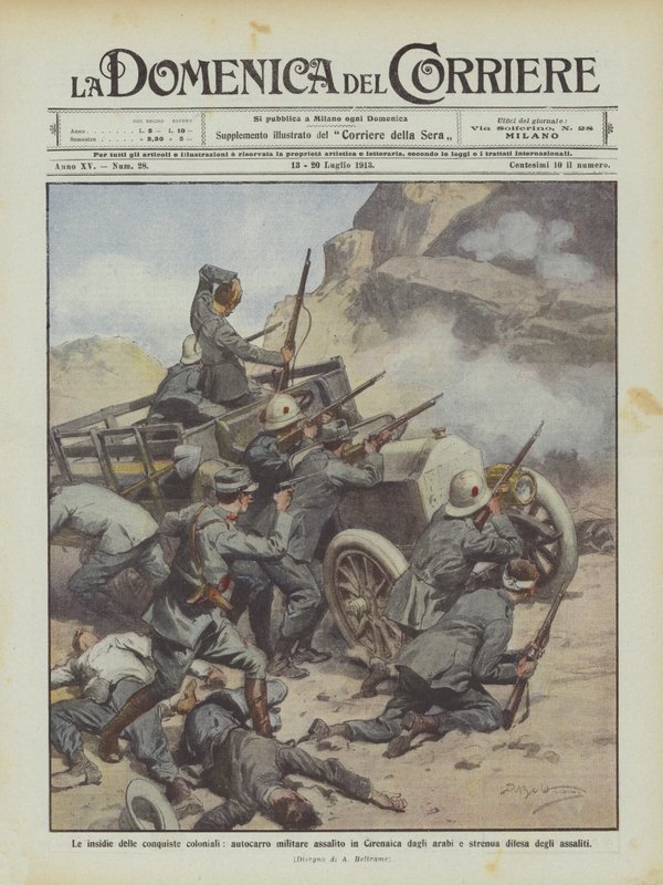 Le insidie delle conquiste coloniali, autocarro militare assalito in Cirenaica dagli arabi da Achille Beltrame