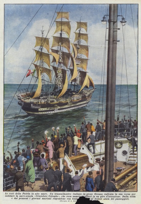 Le voci della patria in alto mare da Achille Beltrame