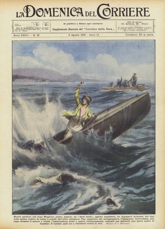 Mentre guidava sul Lago Maggiore, presso Angera, un fuori bordo appena acquistato da Achille Beltrame