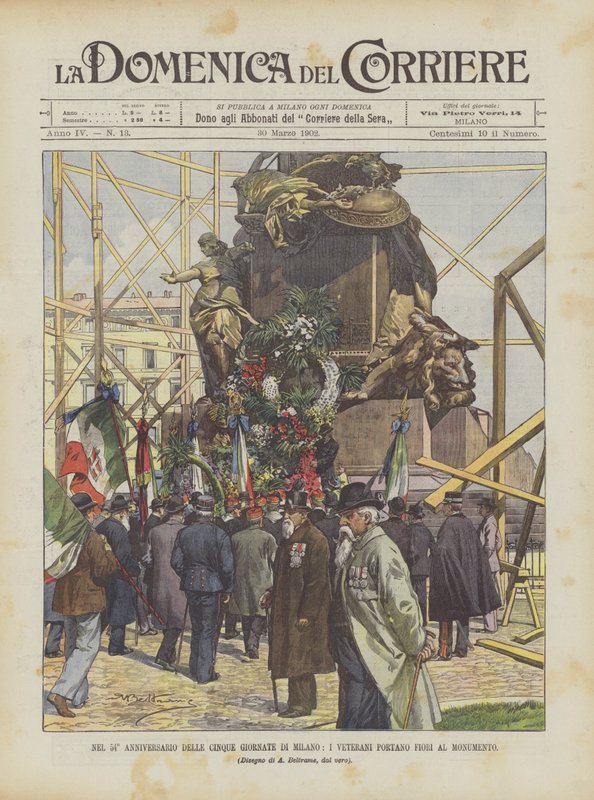 Nel 54° anniversario delle Cinque Giornate di Milano, i veterani portano fiori al monumento da Achille Beltrame