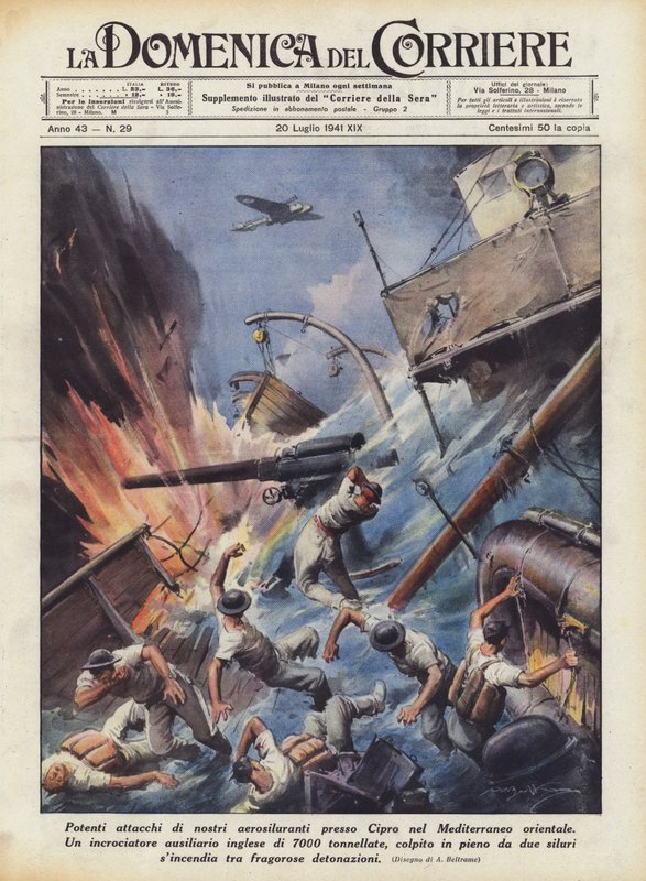 Potenti attacchi di nostri aerosiluranti presso Cipro nel Mediterraneo orientale da Achille Beltrame