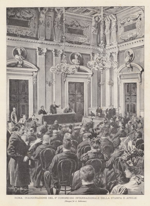 Roma, inaugurazione del 6° Congresso Internazionale della Stampa (5 aprile) da Achille Beltrame