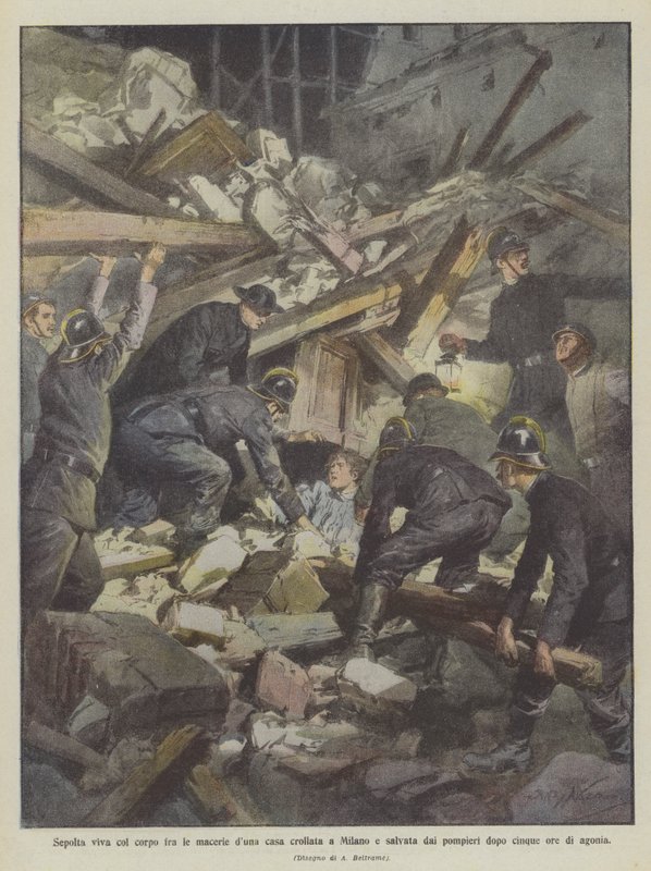 Sepolta viva fra le macerie di una casa crollata a Milano, salvata dai pompieri da Achille Beltrame