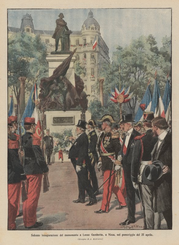 Solenne inaugurazione del monumento a Leone Gambetta, a Nizza, nel pomeriggio del 25 aprile da Achille Beltrame