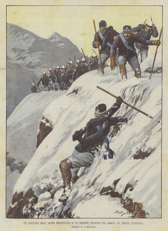 Un capitano degli alpini precipitato in un burrone durante una marcia sul Monte Telegrafo da Achille Beltrame