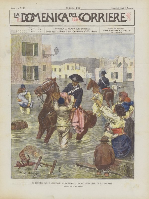 Un episodio delle alluvioni di Salerno, il salvataggio operato dai soldati da Achille Beltrame
