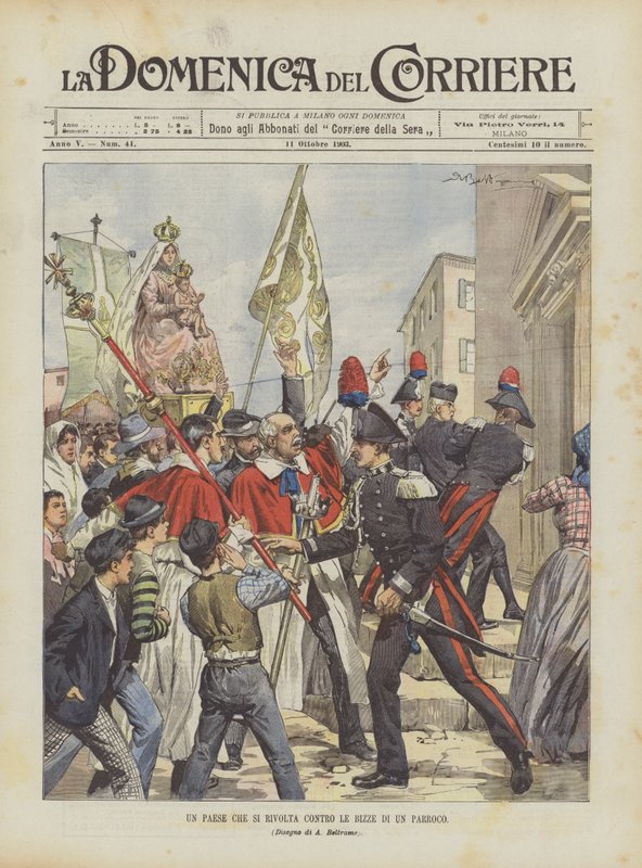 Un paese che si rivolta contro le bizze di un parroco da Achille Beltrame