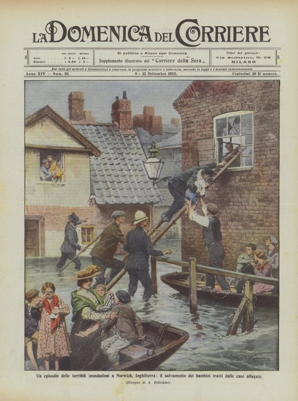 Un episodio delle terribili inondazioni a Norwich, Inghilterra da Achille Beltrame
