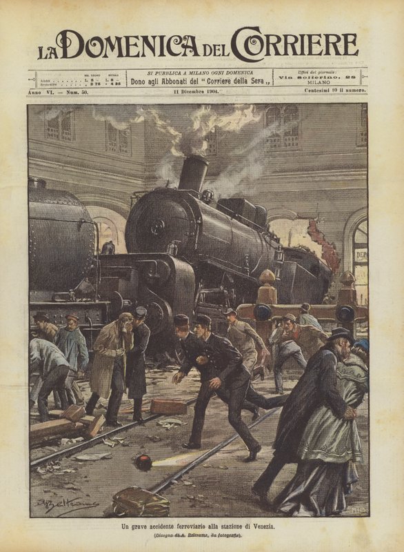Un grave incidente ferroviario alla stazione di Venezia da Achille Beltrame