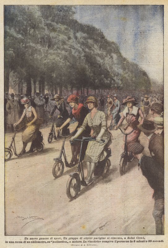 Un nuovo genere di sport, un gruppo di attrici parigine si cimenta a Saint Cloud in una corsa da Achille Beltrame