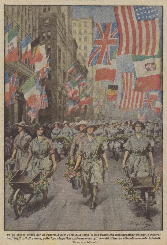 Un pittoresco corteo per la Vittoria a New York da Achille Beltrame