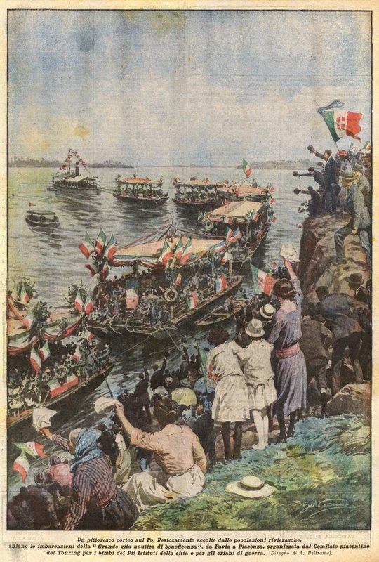 Un pittoresco corteo sul Po da Achille Beltrame