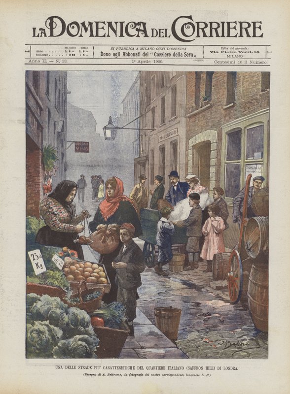 Una delle strade più caratteristiche del quartiere italiano (Saffron Hill) di Londra da Achille Beltrame